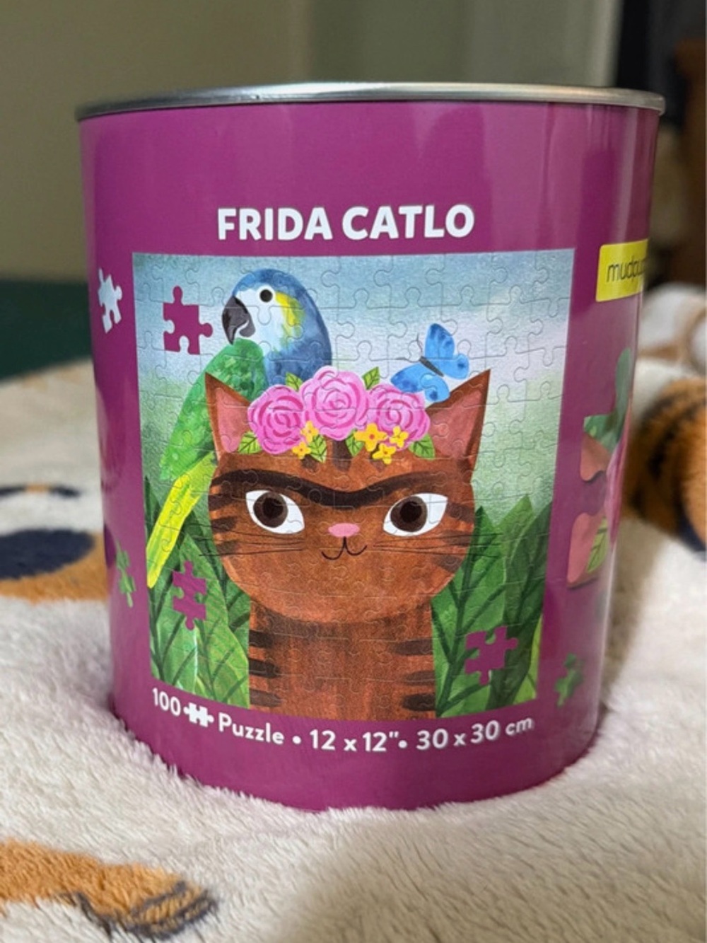 Frida Catlo 100-Piece Cat Puzzle - Pink Can